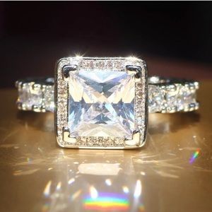 New! 14k White Gold + Diamond Ring